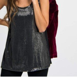 Agnes & Dora Gunmetal Sequin Essential Tank